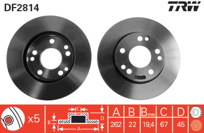 Jeu de (2) disques de frein TRW DF2814