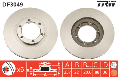 Jeu de (2) disques de frein TRW DF3049