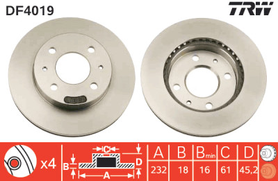 Jeu de (2) disques de frein TRW DF4019