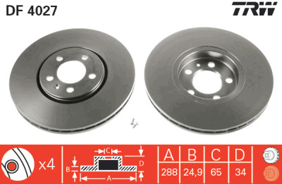 Jeu de (2) disques de frein TRW DF4027
