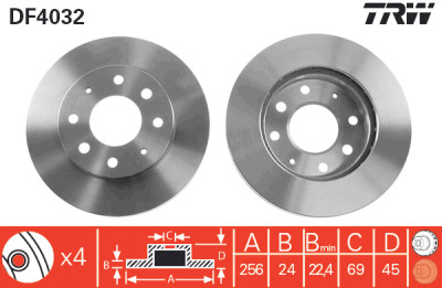 Jeu de (2) disques de frein TRW DF4032