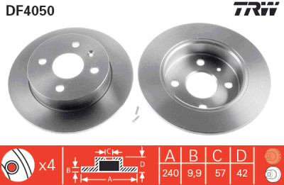 Jeu de (2) disques de frein TRW DF4050