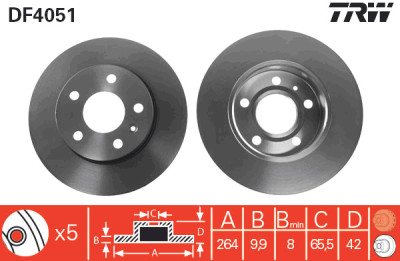 Jeu de (2) disques de frein TRW DF4051