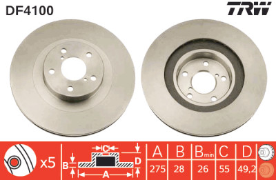 Jeu de (2) disques de frein TRW DF4100