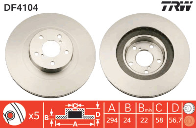 Jeu de (2) disques de frein TRW DF4104