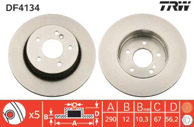 Jeu de (2) disques de frein TRW DF4134