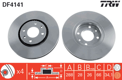 Jeu de (2) disques de frein TRW DF4141