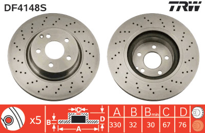 Disque de frein TRW DF4148S