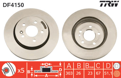 Jeu de (2) disques de frein TRW DF4150