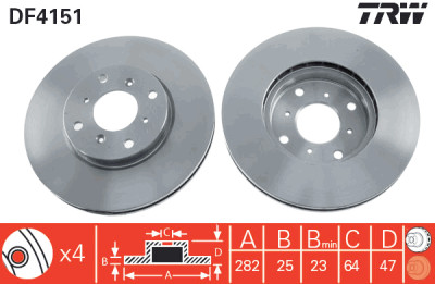 Jeu de (2) disques de frein TRW DF4151