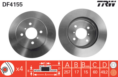 Jeu de (2) disques de frein TRW DF4155