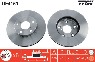 Jeu de (2) disques de frein TRW DF4161