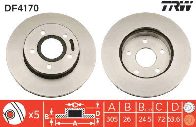 Jeu de (2) disques de frein TRW DF4170