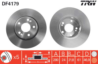 Jeu de (2) disques de frein TRW DF4179