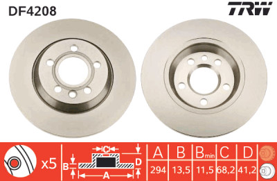 Jeu de (2) disques de frein TRW DF4208