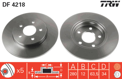 Jeu de (2) disques de frein TRW DF4218