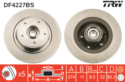 Disque de frein TRW DF4227BS
