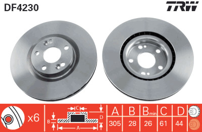 Jeu de (2) disques de frein TRW DF4230