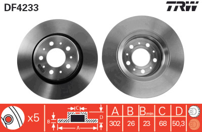 Jeu de (2) disques de frein TRW DF4233