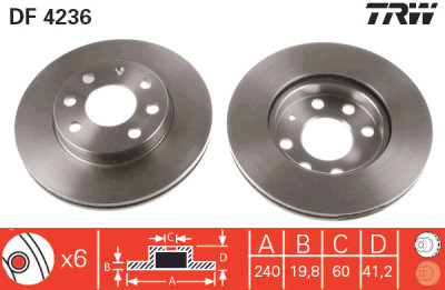 Jeu de (2) disques de frein TRW DF4236