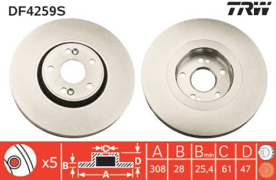 Disque de frein TRW DF4259S