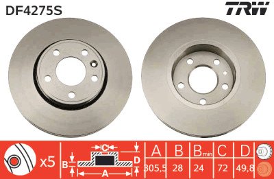 Disque de frein TRW DF4275S