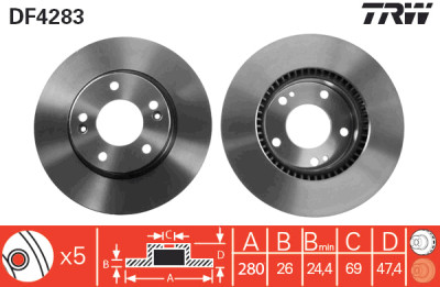 Jeu de (2) disques de frein TRW DF4283
