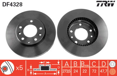 Jeu de (2) disques de frein TRW DF4328