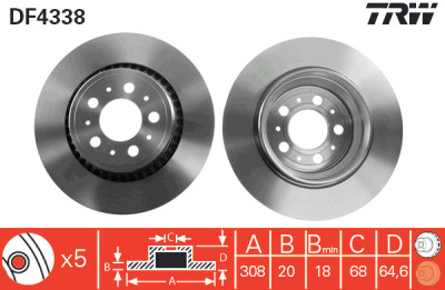 Jeu de (2) disques de frein TRW DF4338
