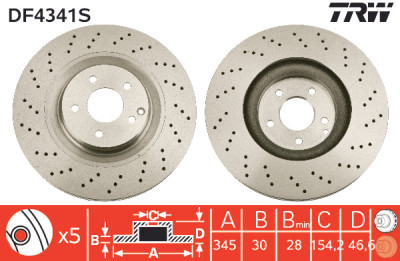 Disque de frein TRW DF4341S