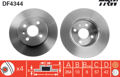 Jeu de (2) disques de frein TRW DF4344