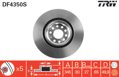 Disque de frein TRW DF4350S