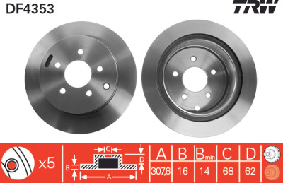 Jeu de (2) disques de frein TRW DF4353