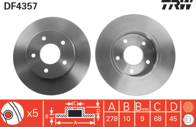 Jeu de (2) disques de frein TRW DF4357