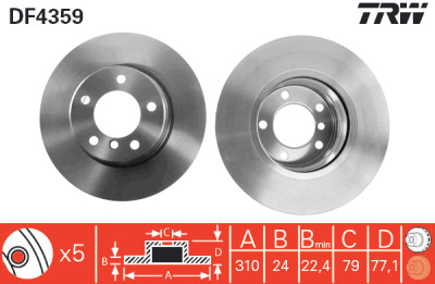 Jeu de (2) disques de frein TRW DF4359