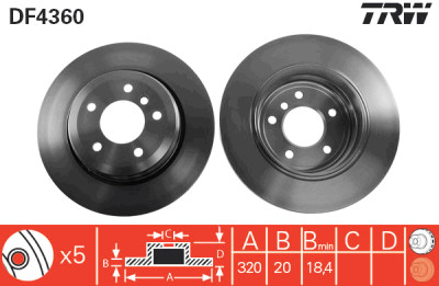Jeu de (2) disques de frein TRW DF4360