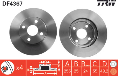 Jeu de (2) disques de frein TRW DF4367
