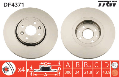 Jeu de (2) disques de frein TRW DF4371