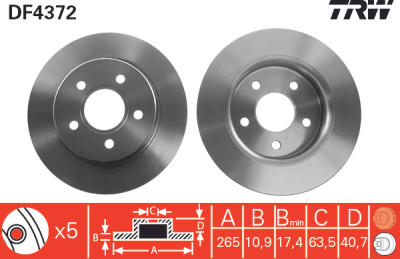 Jeu de (2) disques de frein TRW DF4372