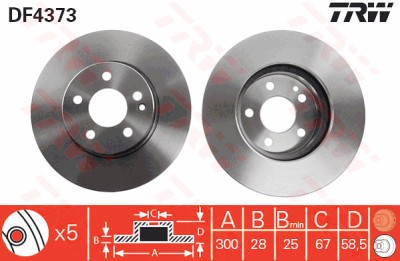 Jeu de (2) disques de frein TRW DF4373
