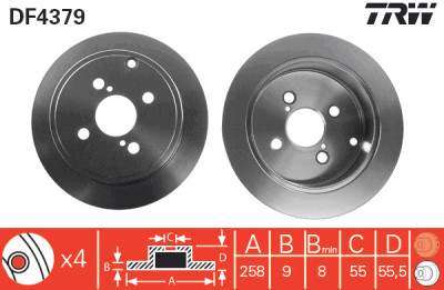 Jeu de (2) disques de frein TRW DF4379