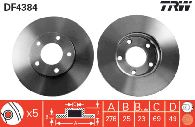 Jeu de (2) disques de frein TRW DF4384