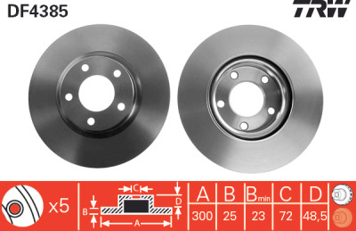 Jeu de (2) disques de frein TRW DF4385