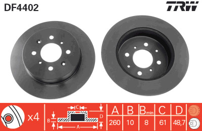 Jeu de (2) disques de frein TRW DF4402
