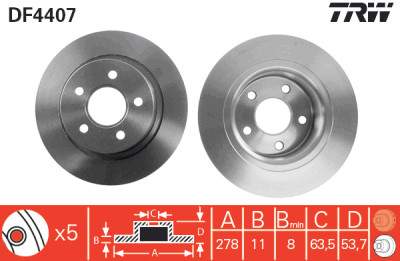 Jeu de (2) disques de frein TRW DF4407