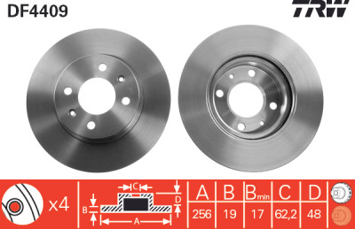 Jeu de (2) disques de frein TRW DF4409