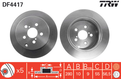 Jeu de (2) disques de frein TRW DF4417