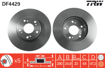 Jeu de (2) disques de frein TRW DF4429