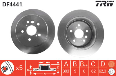 Jeu de (2) disques de frein TRW DF4441