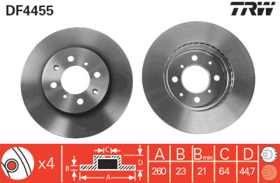 Jeu de (2) disques de frein TRW DF4455
